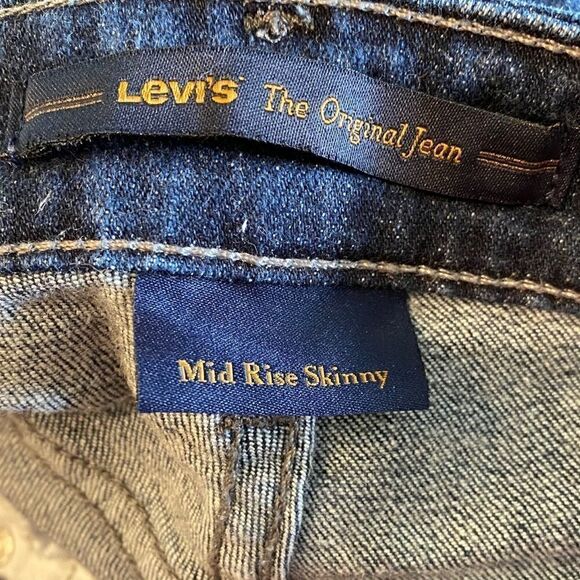 Levi’s Sz 2M Dark Blue Mid-Rise Skinny Denim Jeans - Picture 7 of 10